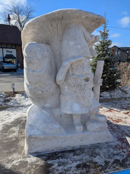 Derek the Gnome's Great Big Day snow sculpture