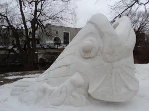 thumbnail of Large Fish snow sculpture