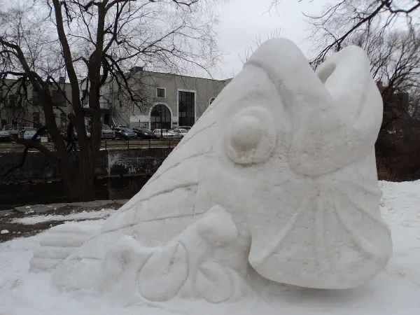 Large Fish snow sculpture